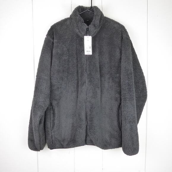 Uniqlo Jacket Womens SZ L Fluffy Yarn Fleece Sherpa Full Zip Relaxed Cozy NWT - Picture 1 of 11